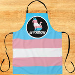 Transgender Pride Cat  - Be Yourself Apron<br><div class="desc">Apron with cat in transgender flag colour on transgender flag background. 
Typography text says "Be yourself". 
Perfect as a gift for your transgender friends and family. 
You can customise text and image. 
Personalise your item and make it one-of-a-kind! 
Visit our store for more designs.</div>