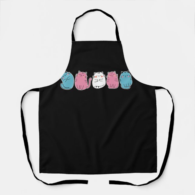 Transgender Pride Cat LGBT Community Trans Flag Cu Apron (Front)