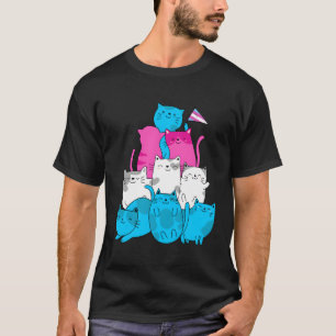 Transgender Pride Cat Lgbt Trans Flag Cats Pile T-Shirt