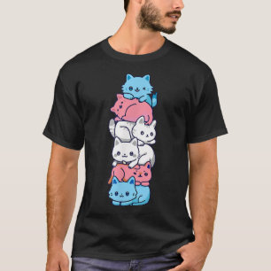 Transgender Pride Cat LGBT Trans Flag Cute Cats Pi T-Shirt