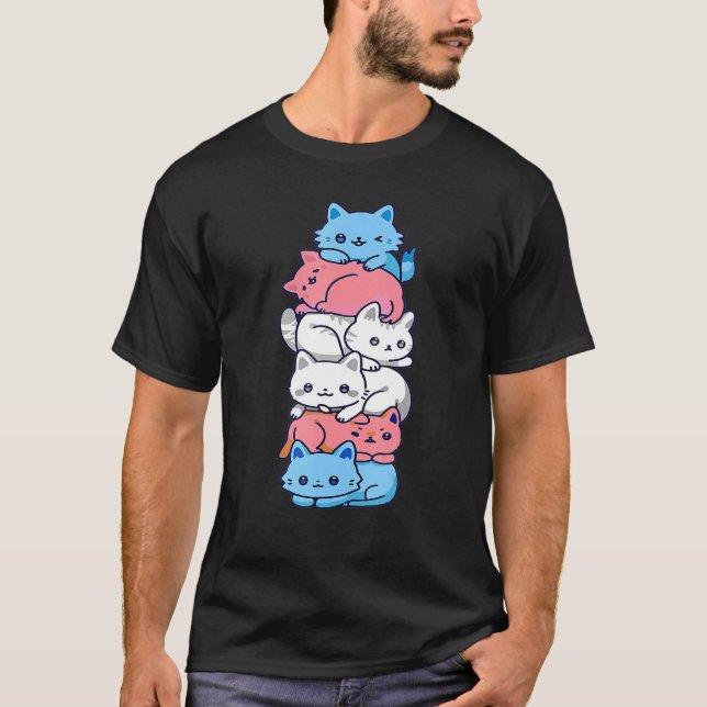Transgender Pride Cat Lgbt Trans Flag Cute Cats Pi T-Shirt (Front)