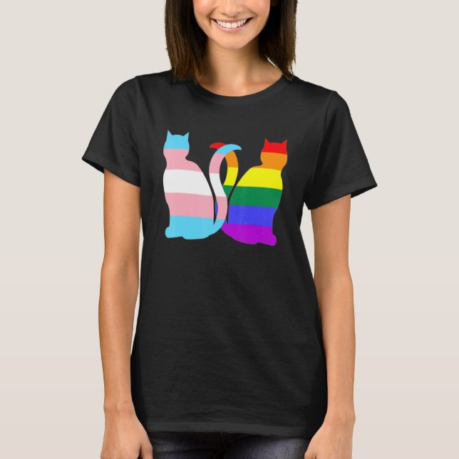Transgender Pride Cat Lgbt Trans Flag Cute Cats Pi T-Shirt (Front)