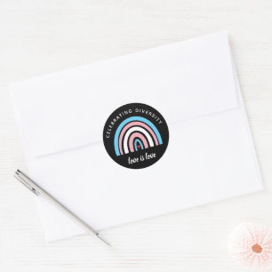 Transgender Pride Celebrating Diversity Love Quote Classic Round Sticker