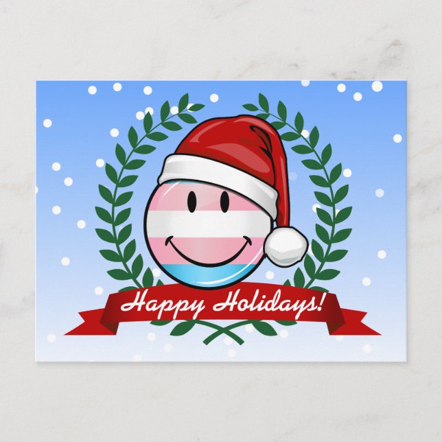 Transgender Pride Christmas Holiday Postcard (Front)