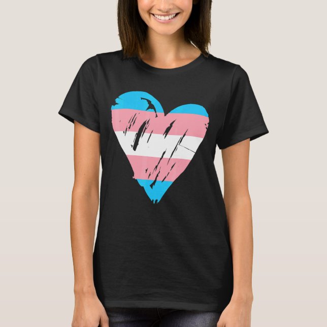 Transgender Pride Cute Heart Flag T-Shirt (Front)