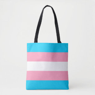 Transgender Pride Flag Blue Pink White Stripes Tote Bag
