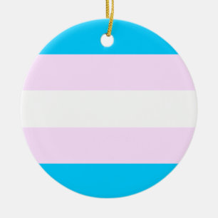 Transgender pride flag ceramic tree decoration