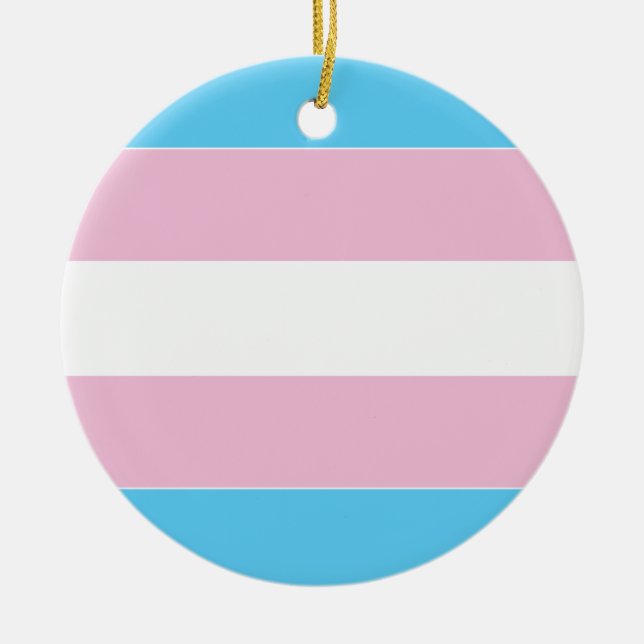 Transgender Pride Flag Ceramic Tree Decoration (Front)