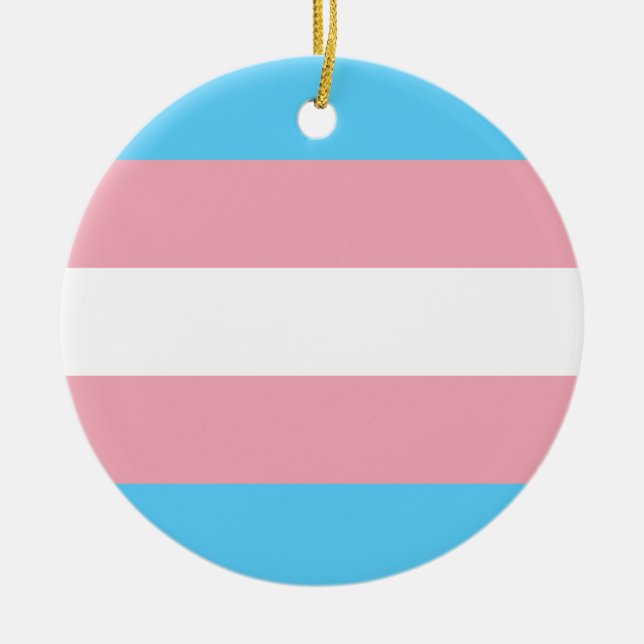 Transgender Pride Flag Ceramic Tree Decoration (Front)