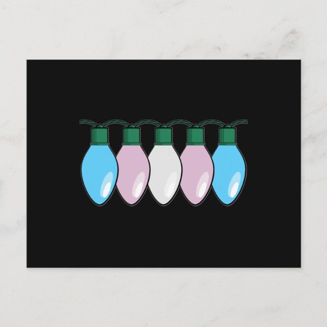 Transgender Pride Flag Christmas Lights Postcard (Front)