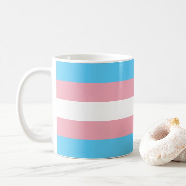 Transgender Pride Flag Coffee Mug (With Donut)