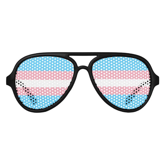 Transgender Pride Flag Coloured Background Aviator Sunglasses (Front)