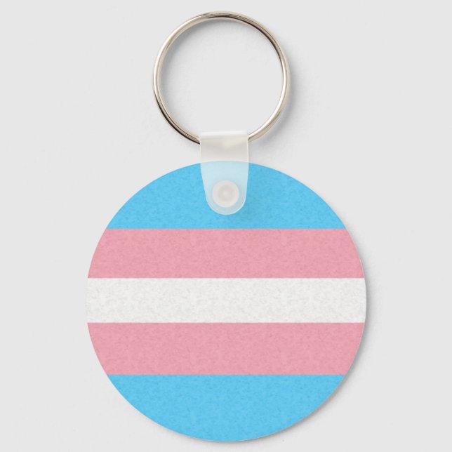 Transgender Pride Flag Coloured Background Key Ring (Front)
