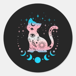 Transgender Pride Flag Colours Cat Lovers  Classic Round Sticker