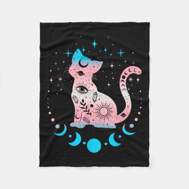 Transgender Pride Flag Colours Cat Lovers  Fleece Blanket (Front)