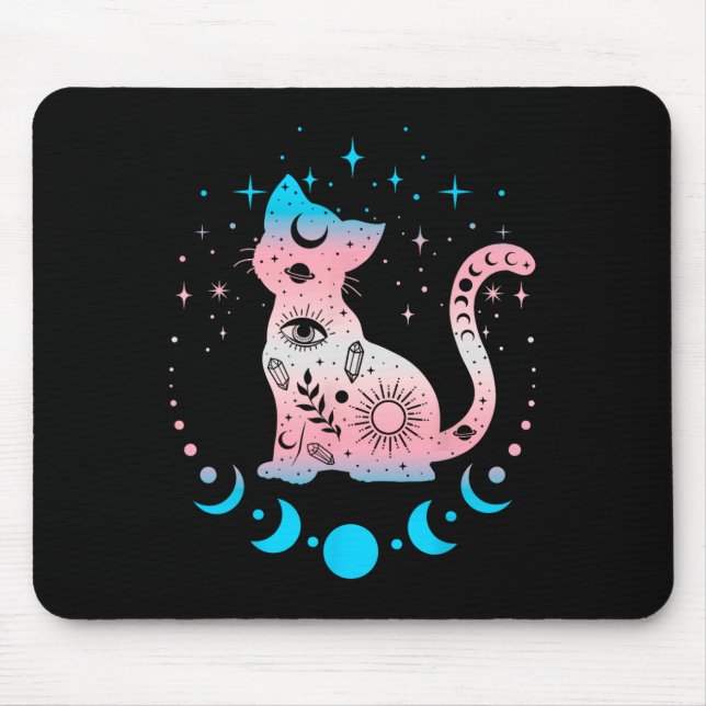 Transgender Pride Flag Colours Cat Lovers  Mouse Mat (Front)