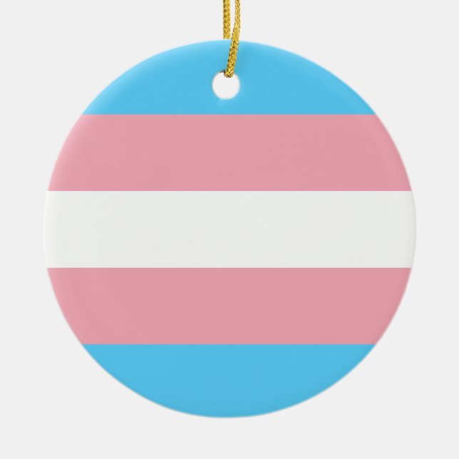 Transgender Pride Flag - LGBT Rainbow Ceramic Tree Decoration (Front)