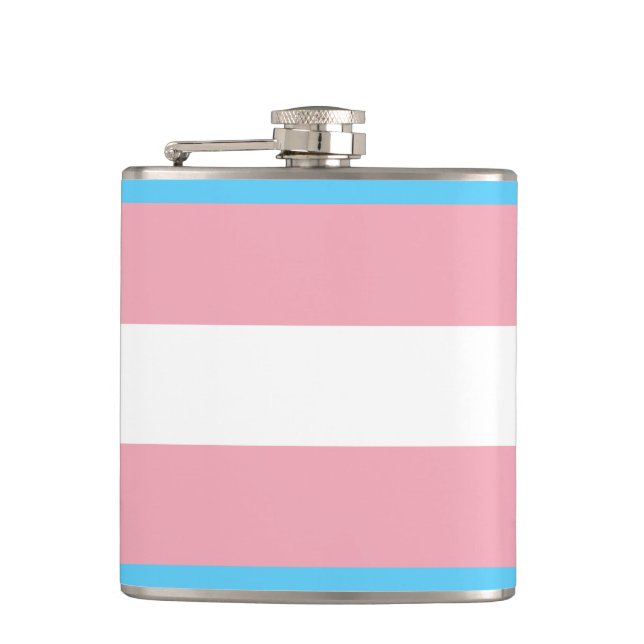 Transgender Pride Flag - LGBT Rainbow Hip Flask (Front)