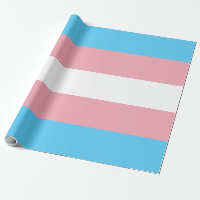 Transgender Pride Flag LGBTQ Striped Pink Pattern Wrapping Paper (Unrolled)