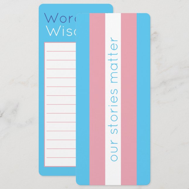 Transgender Pride Flag LGBTQ Typography Bookmark (Front/Back)