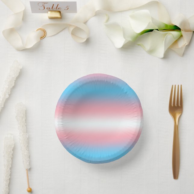 Transgender Pride Flag Pattern Design  Paper Plate (Wedding)