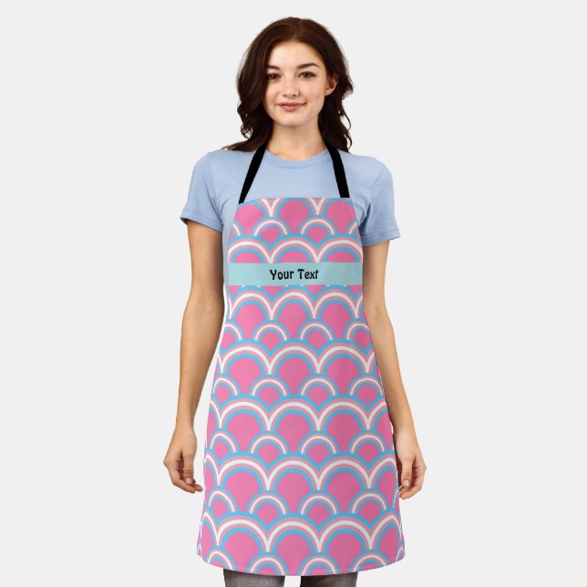 Transgender pride flag pattern with a custom text apron (Worn)