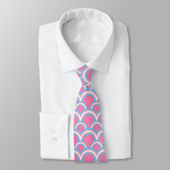 Transgender pride flag / pink rainbow pattern tie (Tied)