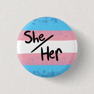 Transgender pride flag pronouns pin she/her
