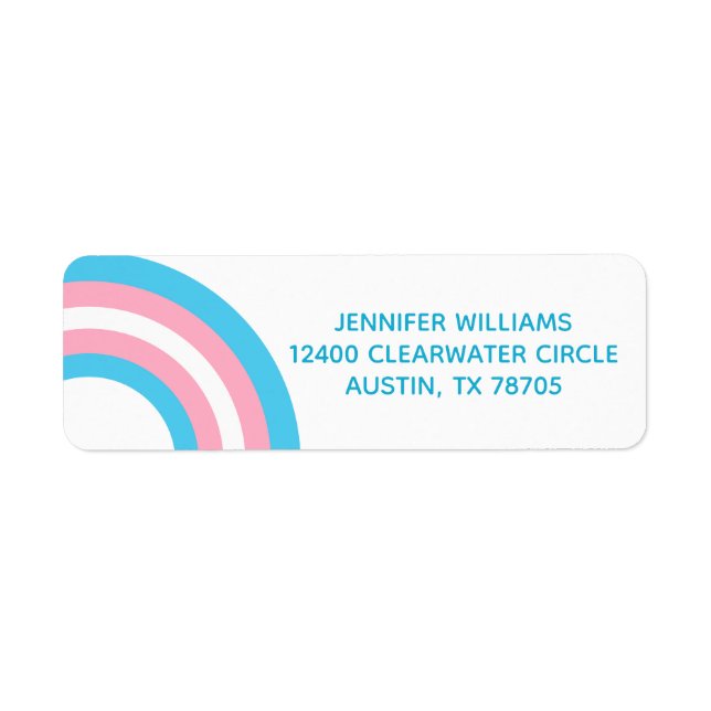 Transgender Pride Flag Rainbow Return Address (Front)