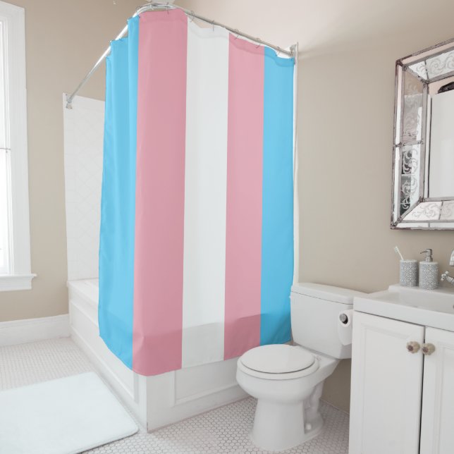 Transgender Pride Flag Shower Curtain (In Situ)