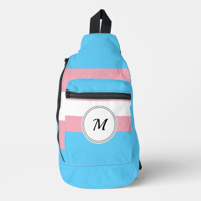 Transgender pride flag  sling bag (Front)