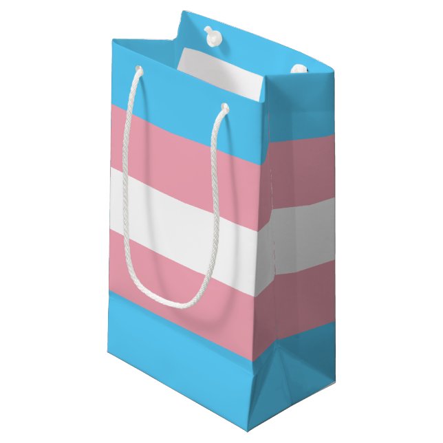 Transgender Pride Flag Small Gift Bag (Front Angled)