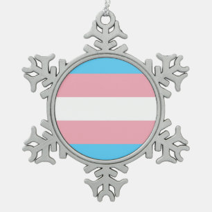 Transgender Pride Flag Snowflake Pewter Christmas Ornament