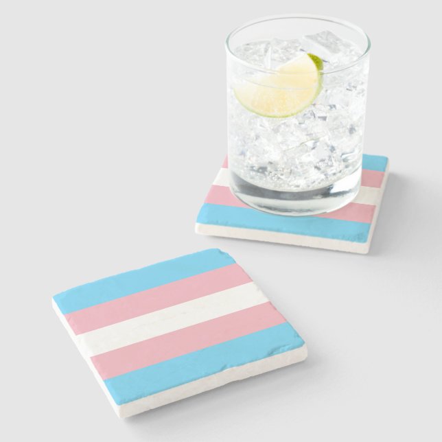 Transgender Pride Flag Stone Coaster (Side)