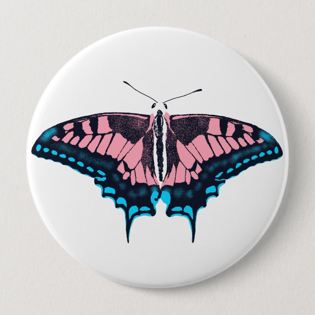 Transgender Pride Flag Swallowtail Butterfly 10 Cm Round Badge (Front)