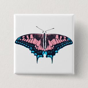 Transgender Pride Flag Swallowtail Butterfly 15 Cm Square Badge