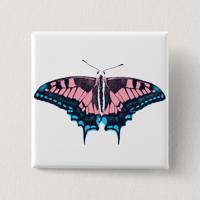 Transgender Pride Flag Swallowtail Butterfly 15 Cm Square Badge (Front)