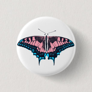 Transgender Pride Flag Swallowtail Butterfly 3 Cm Round Badge