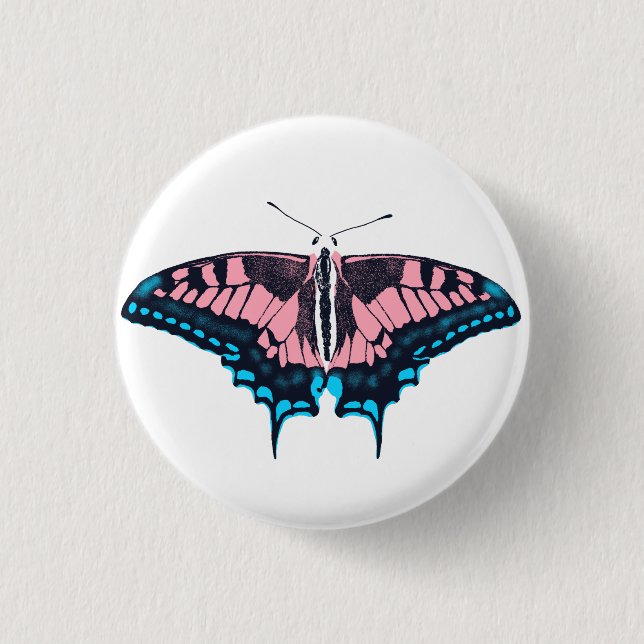 Transgender Pride Flag Swallowtail Butterfly 3 Cm Round Badge (Front)