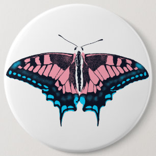 Transgender Pride Flag Swallowtail Butterfly 6 Cm Round Badge