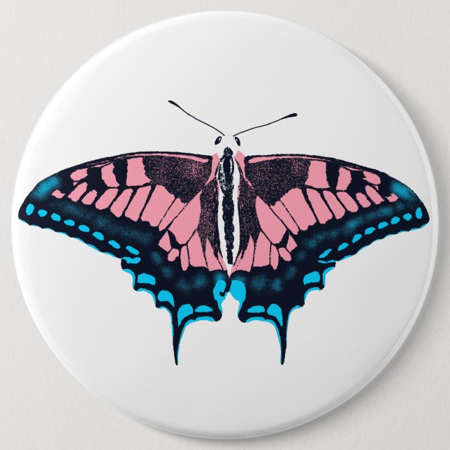 Transgender Pride Flag Swallowtail Butterfly 6 Cm Round Badge (Front)