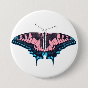 Transgender Pride Flag Swallowtail Butterfly 7.5 Cm Round Badge
