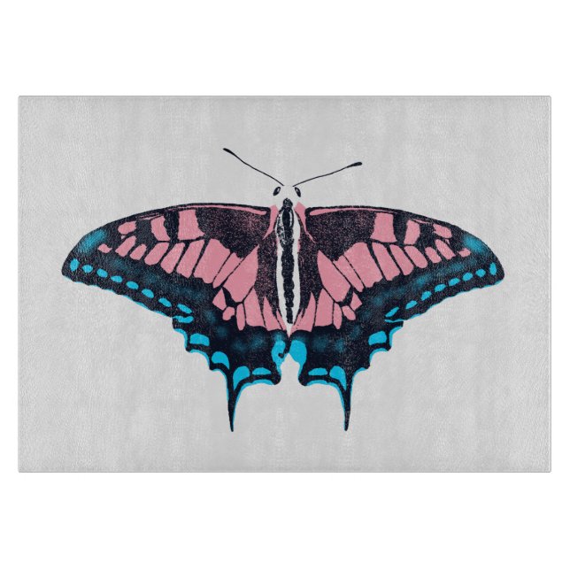 Transgender Pride Flag Swallowtail Butterfly Cutting Board (Front)