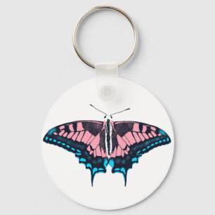 Transgender Pride Flag Swallowtail Butterfly Key Ring