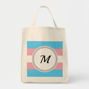 Transgender pride flag with a custom initial  tote bag