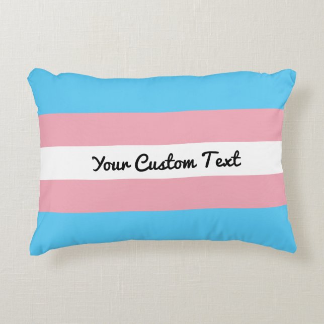 Transgender pride flag with custom text decorative cushion (Front)
