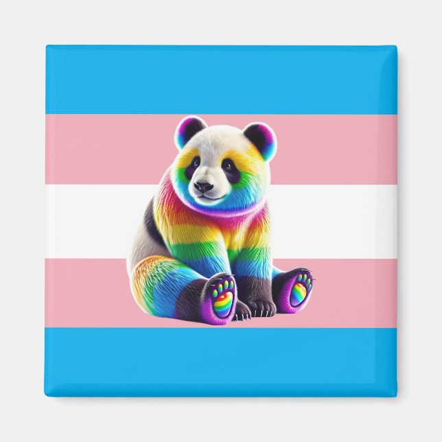 Transgender Pride Flag with Rainbow Panda Magnet (Front)