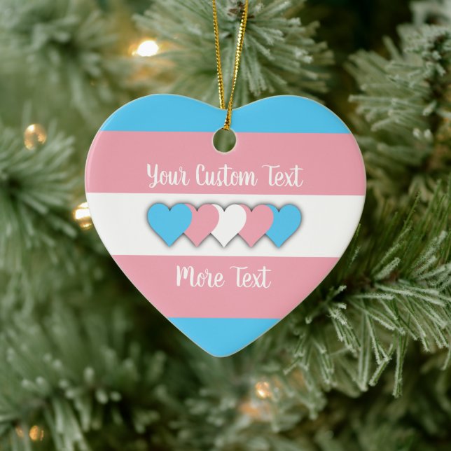 Transgender pride flag with text ceramic tree decoration (Tree)