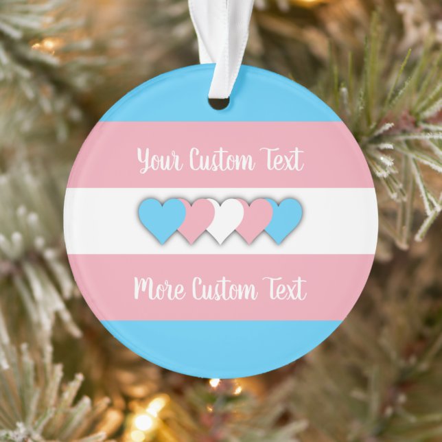 Transgender pride flag with text ornament (Tree)
