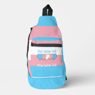 Transgender pride flag with text sling bag
